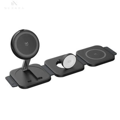 Premium Foldable 3-in-1 Magnetic Wireless Charger Station 