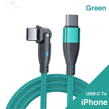 Premium 90 Degree USB-C to Type-C Fast Charging Cable 