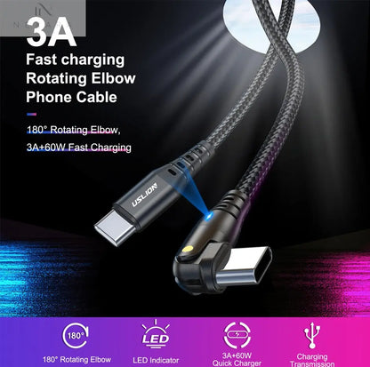 Premium 90 Degree USB-C to Type-C Fast Charging Cable 