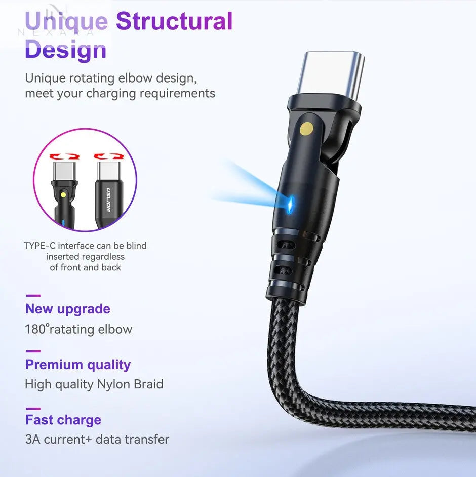 Premium 90 Degree USB-C to Type-C Fast Charging Cable 