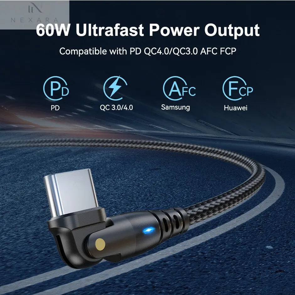Premium 90 Degree USB-C to Type-C Fast Charging Cable 