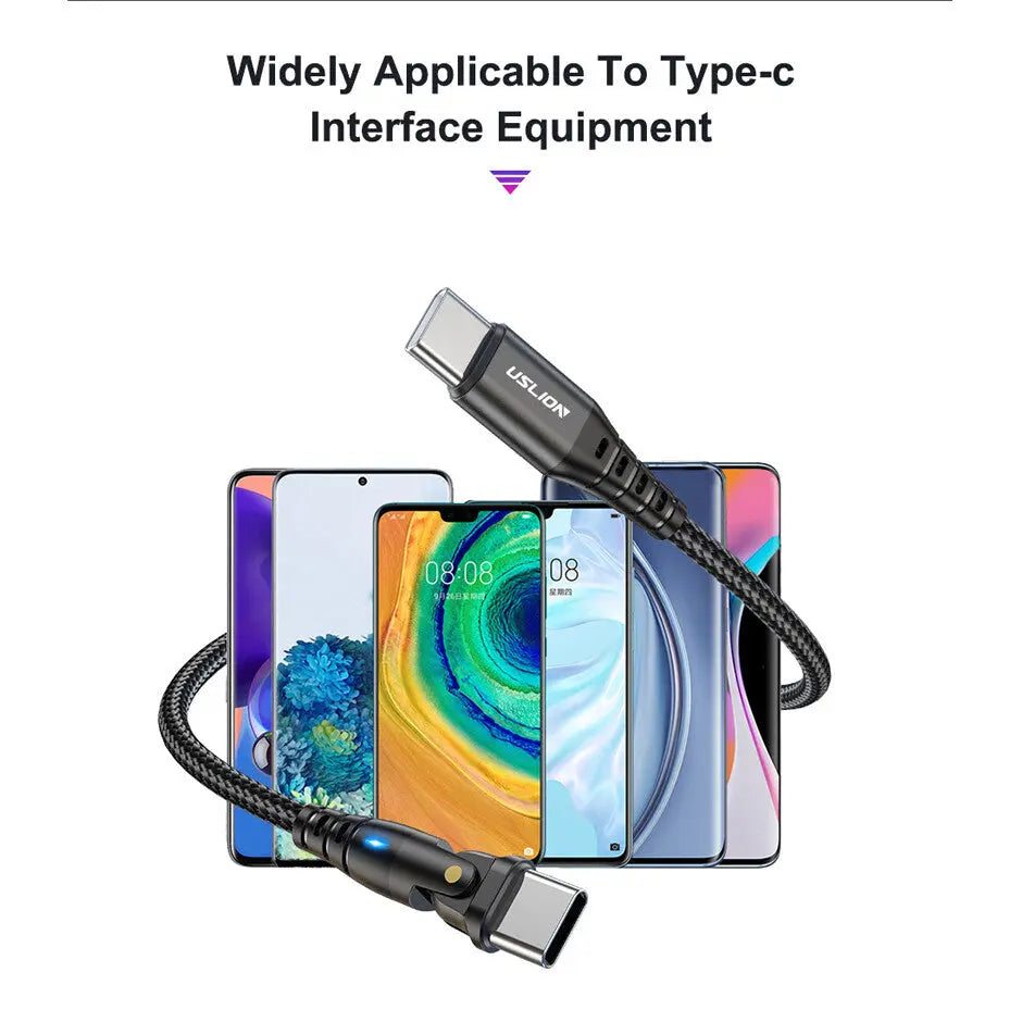 Premium 90 Degree USB-C to Type-C Fast Charging Cable 