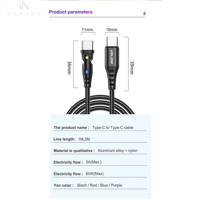 Premium 90 Degree USB-C to Type-C Fast Charging Cable 