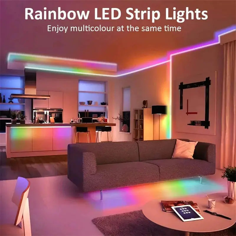 Bluetooth RGBIC Neon LED Strip Lights - Customizable Lengths (1M, 2M, 3M, 5M) 