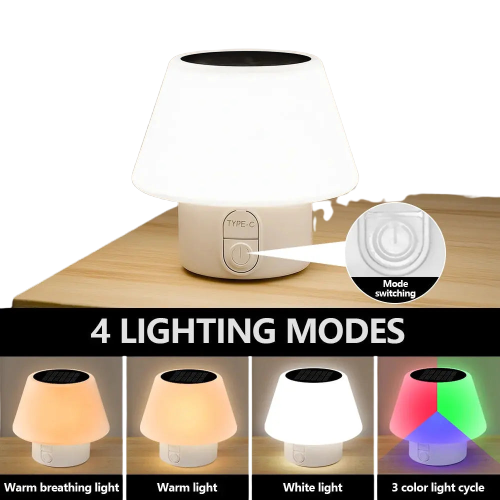 Solar Table Lamp for Indoor and Outdoor Use - 4 Adjustable Modes 