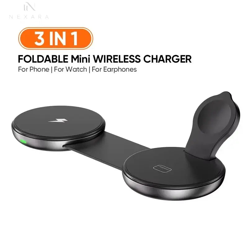 Travel 3-in-1 Portable Foldable Mini Wireless Charger Dock 