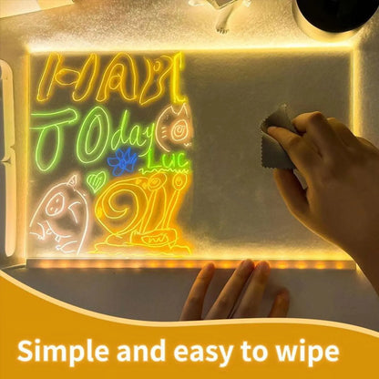 Vibrant LED Acrylic Note Board with Colorful Markers 