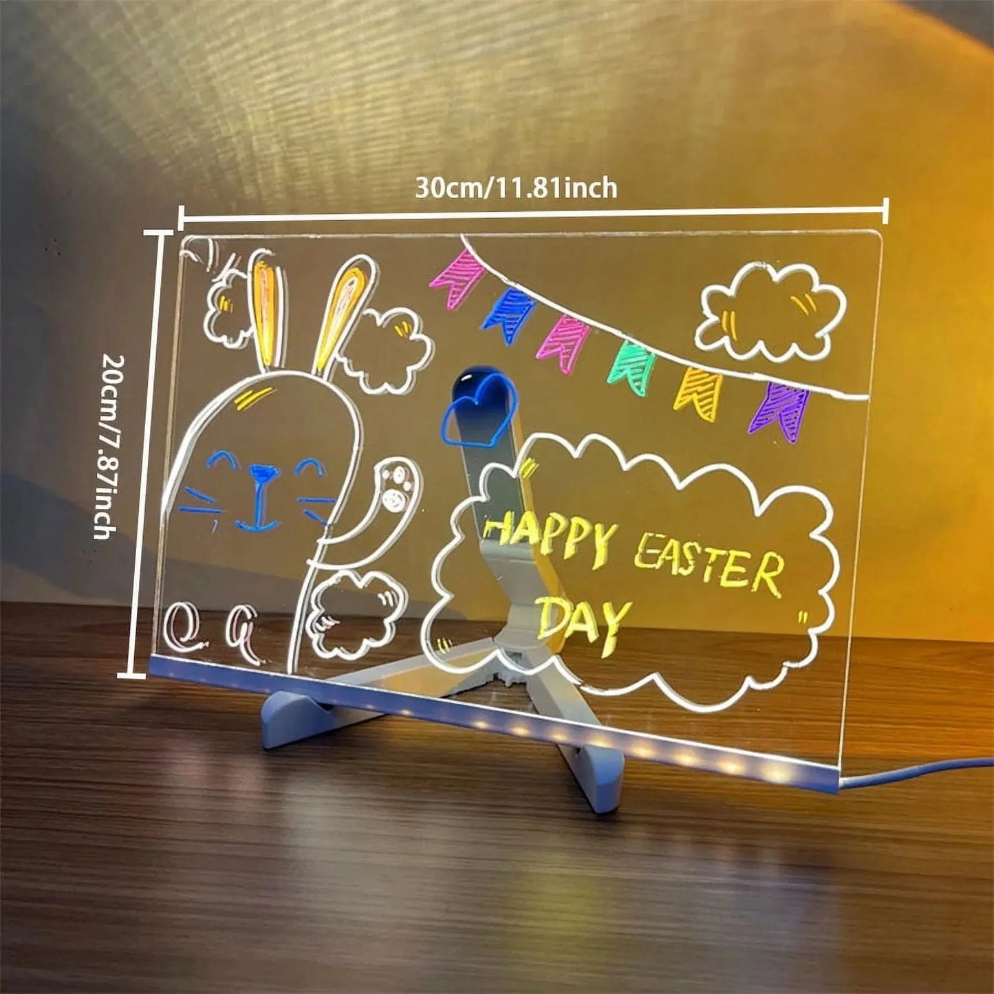 Vibrant LED Acrylic Note Board with Colorful Markers 