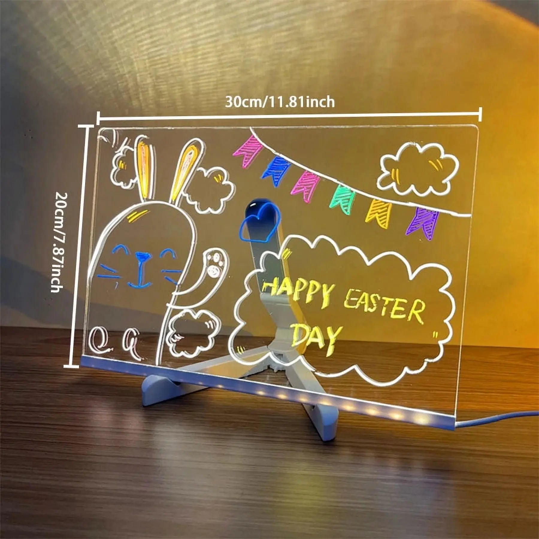 Vibrant LED Acrylic Note Board with Colorful Markers 
