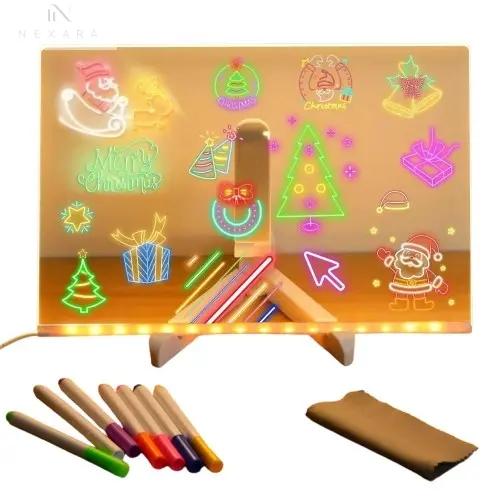 Vibrant LED Acrylic Note Board with Colorful Markers 