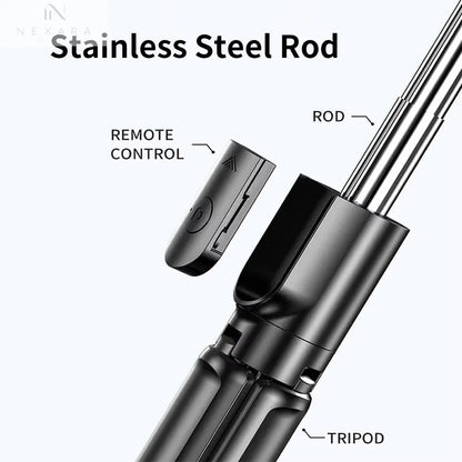 Wireless Selfie Stick Tripod with Built-in Light and Bluetooth Remote 