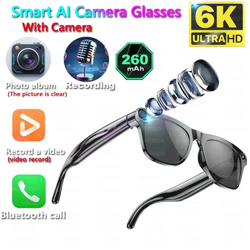 8K HD Smart Glasses: Advanced 100MP Camera, Bluetooth 
