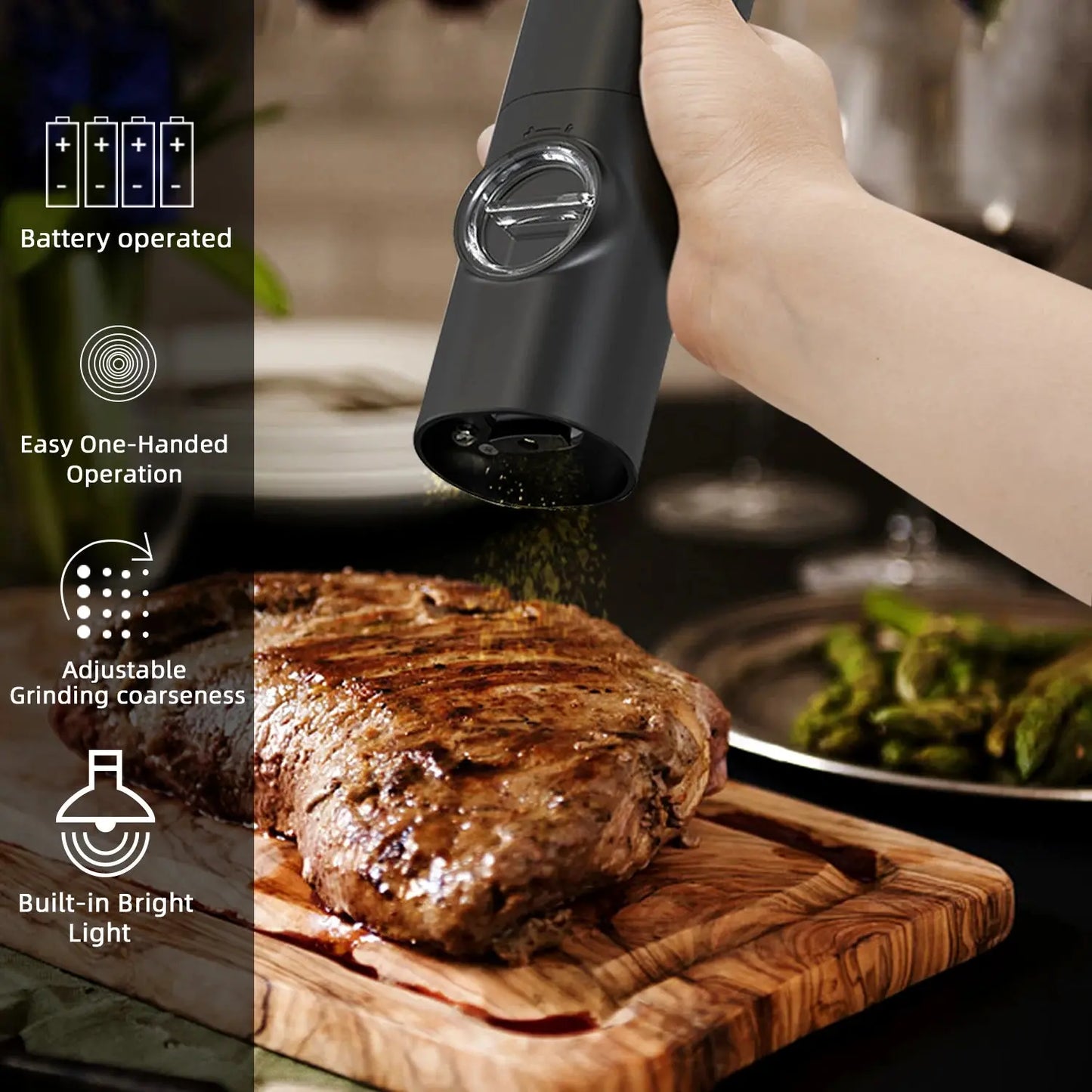 Electric Automatic Salt and Pepper Grinder Set with LED Light 