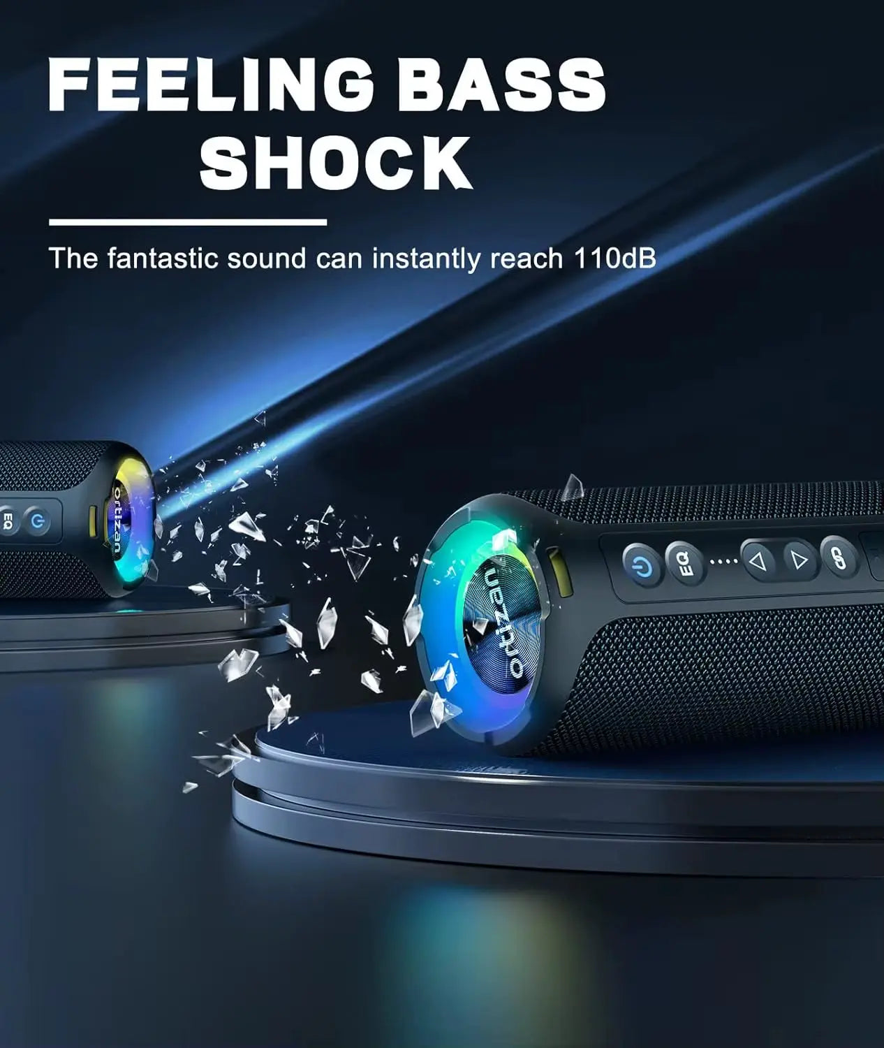 Powerful 40W Portable Bluetooth Speaker with Deep Bass, Waterproof 