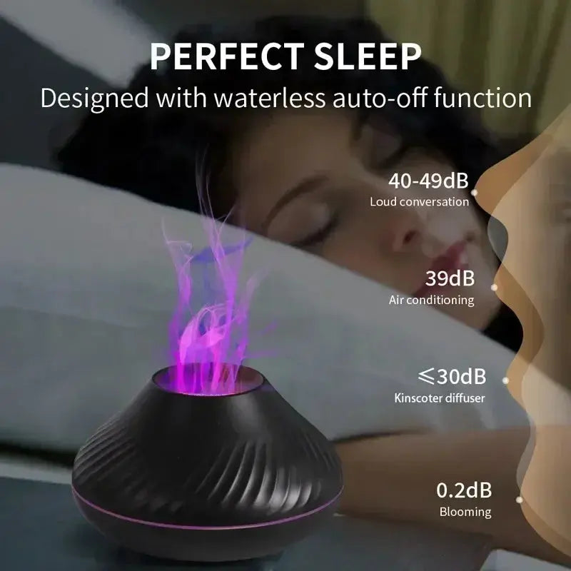 Aromatherapy Humidifier with Multi-Color Night Light and Cozy Flame Effect 