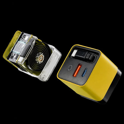 80W Max Combined GaN Charger with Retractable USB-C Cable