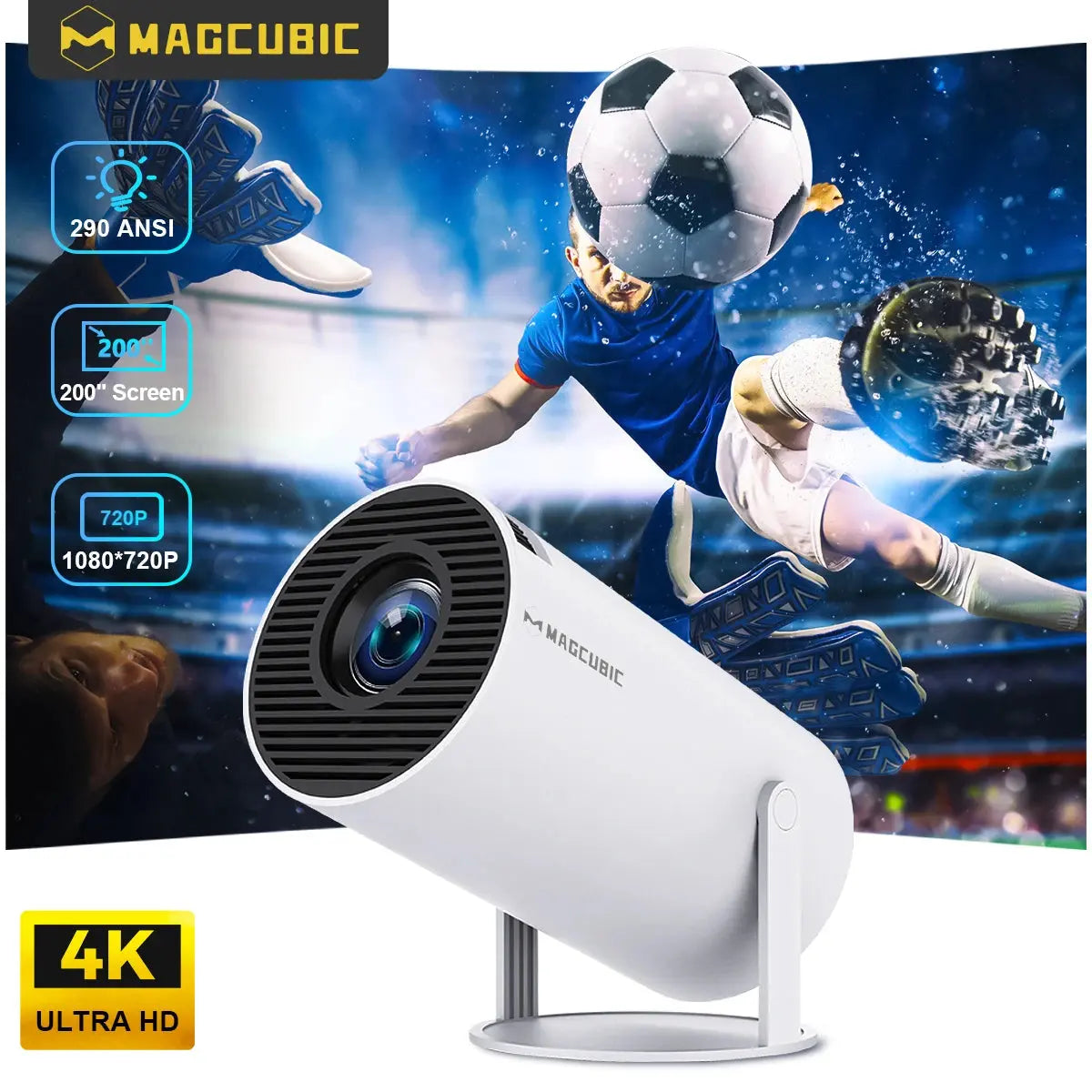 HY300 PRO 4K Projector Android 11, Dual WiFi 6, and 290 ANSI Lumens Brightness 