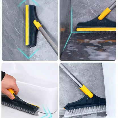 2-in-1 Rotating Floor Scrub Brush and Squeegee 