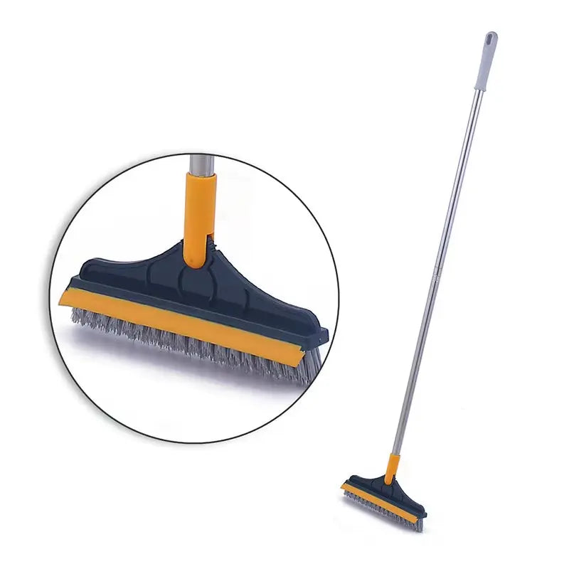 2-in-1 Rotating Floor Scrub Brush and Squeegee 