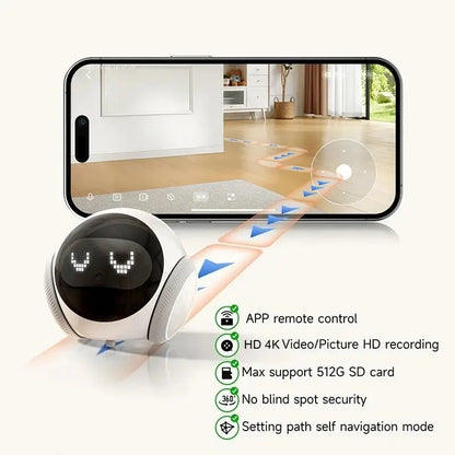 5G WiFi 2K Smart Robot Pet Camera with Laser Engagement, Auto Charging, and Obstacle Avoidance 