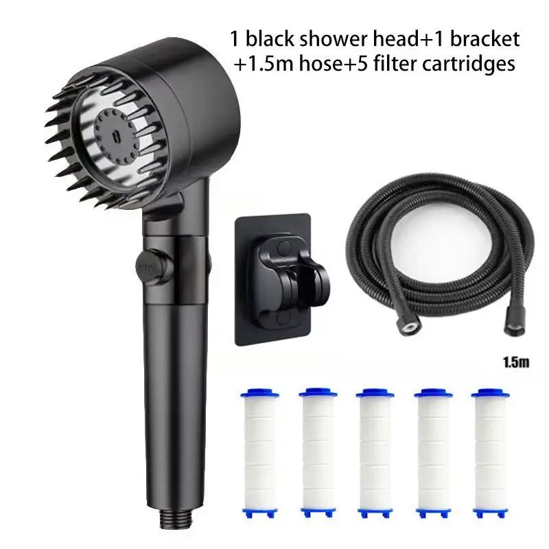 Three-Speed Adjustable Portable Showerhead Massage Function and Water Filter 