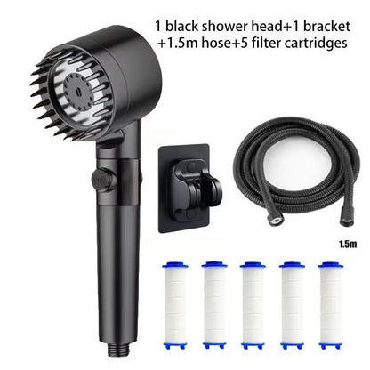 Three-Speed Adjustable Portable Showerhead Massage Function and Water Filter 