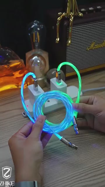 Cable de carga con luz LED 3 en 1 Micro USB y Tipo C