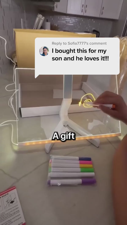 Vibrant LED Acrylic Note Board with Colorful Markers